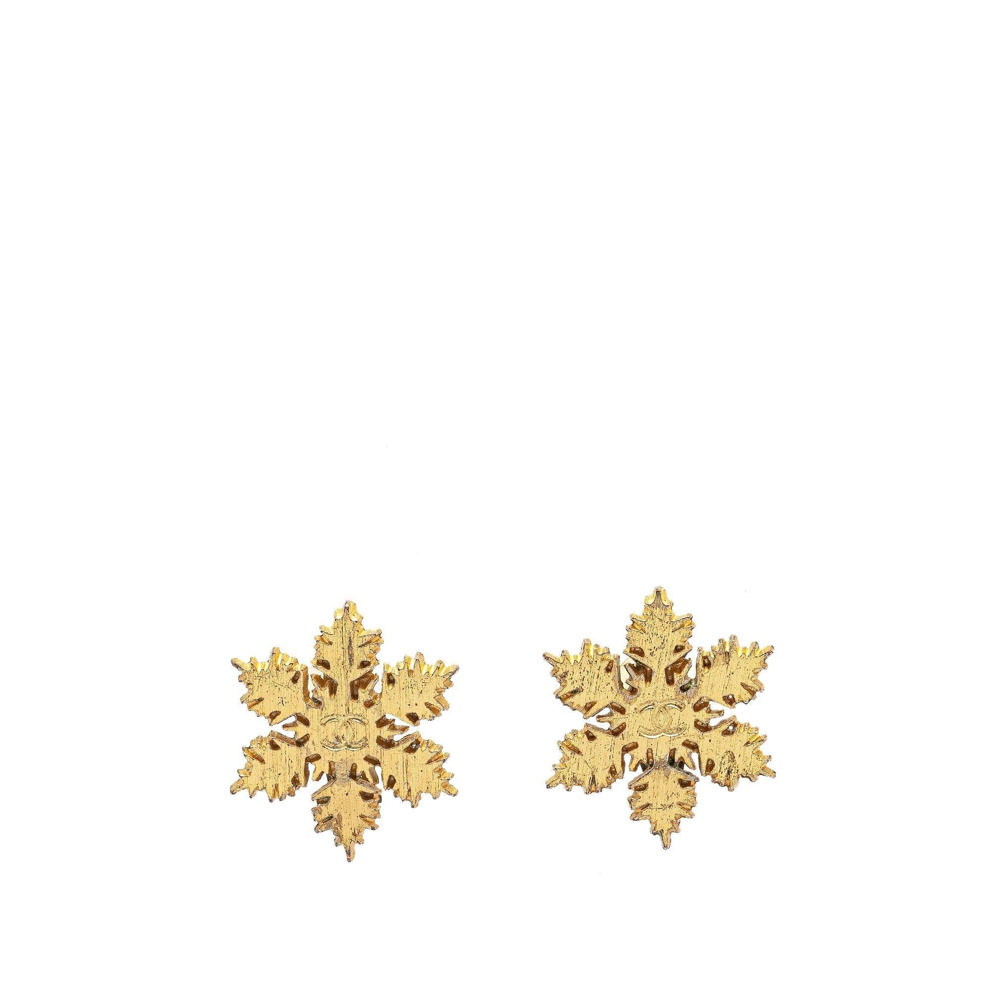 Top Quality Chanel Gold Plated CC Snowflake Clip On Earrings (SHG-YknS9B)