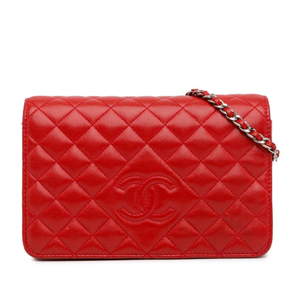 Top Quality Chanel Lambskin Diamond CC Wallet on Chain (SHG-K03AWt)
