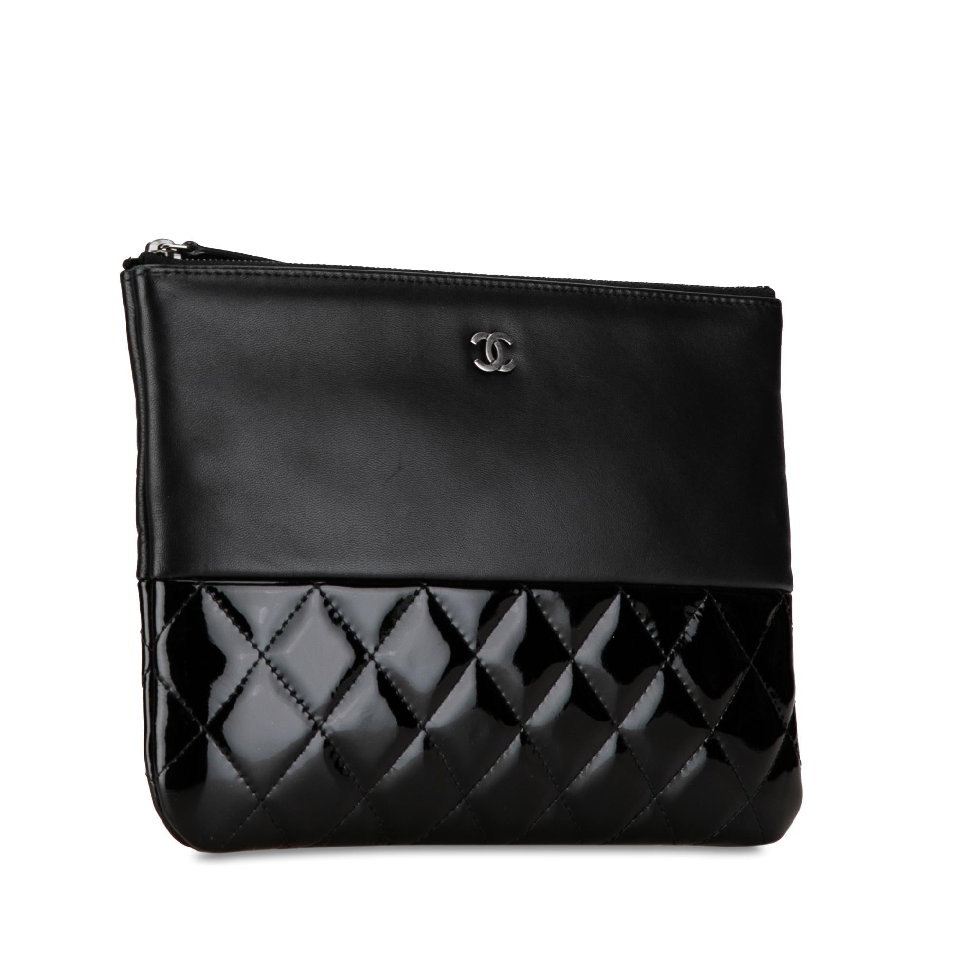 Top Quality Chanel Lambskin and Quilted Patent O Case Clutch (SHG-nuBGKM)