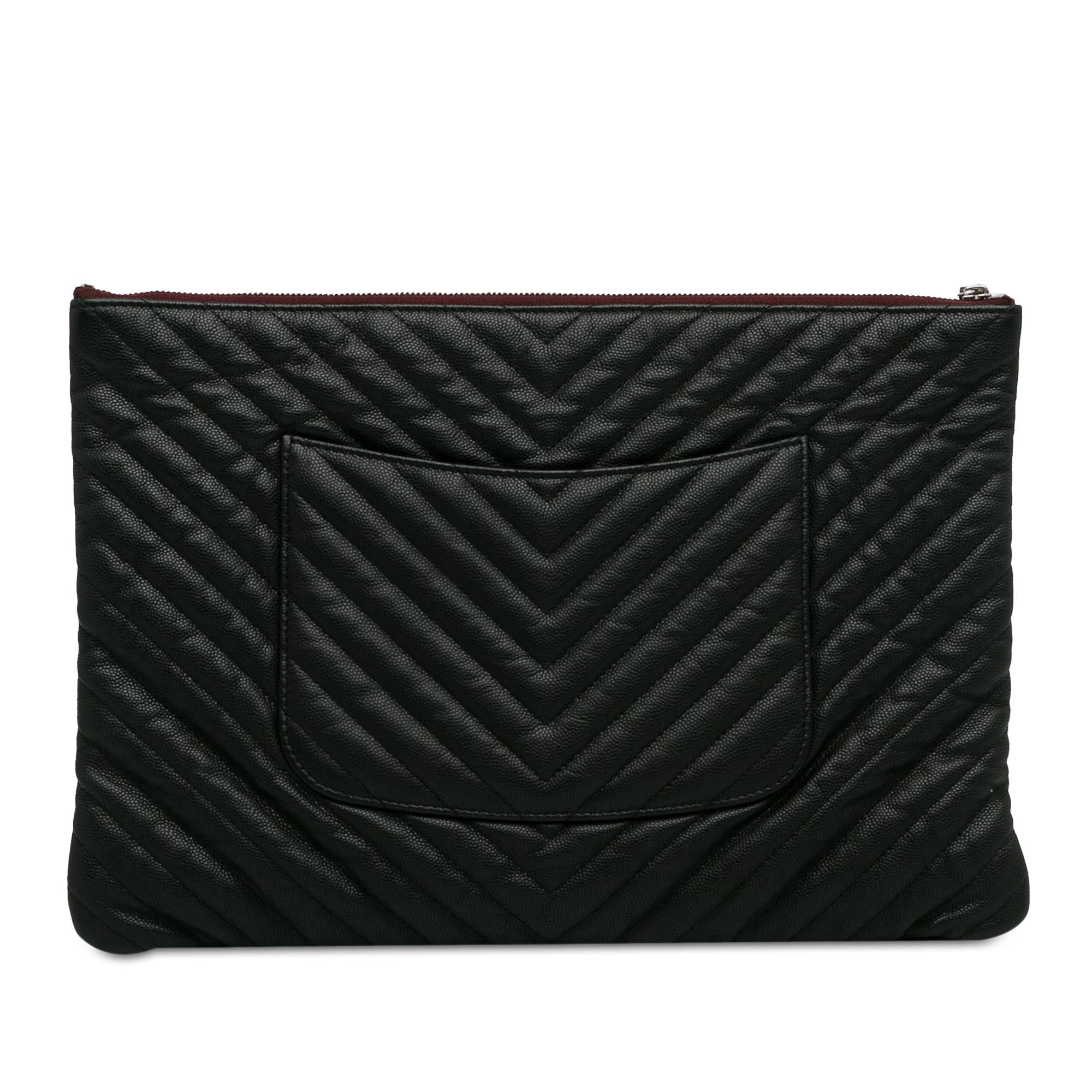 Top Quality Chanel Large Caviar Chevron Flat Cosmetic Case (SHG-F6hVIo)