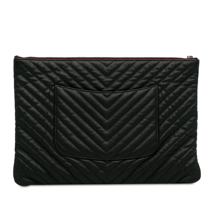 Top Quality Chanel Large Caviar Chevron Flat Cosmetic Case (SHG-F6hVIo)
