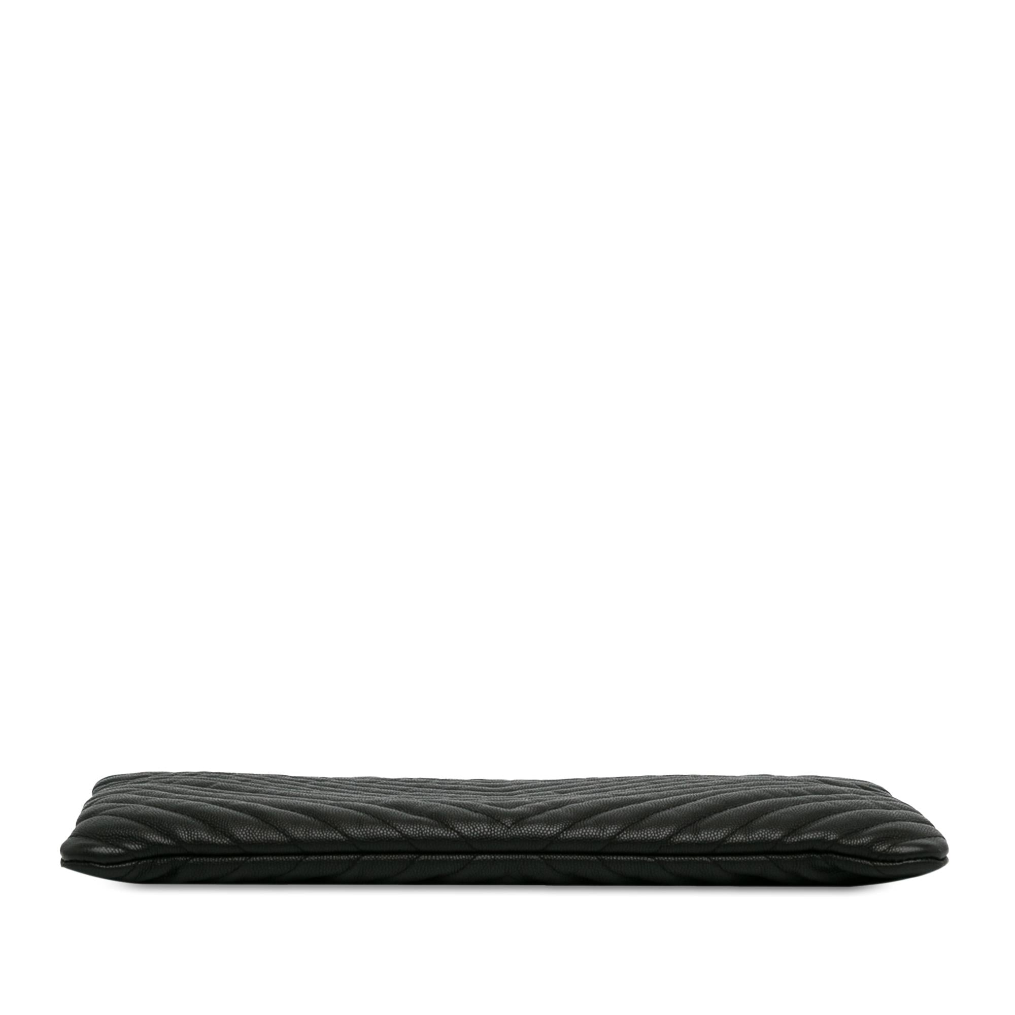 Top Quality Chanel Large Caviar Chevron Flat Cosmetic Case (SHG-F6hVIo)