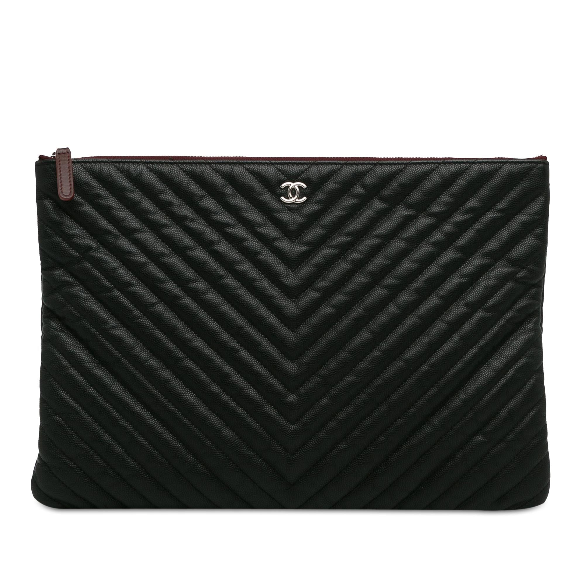 Top Quality Chanel Large Caviar Chevron Flat Cosmetic Case (SHG-F6hVIo)