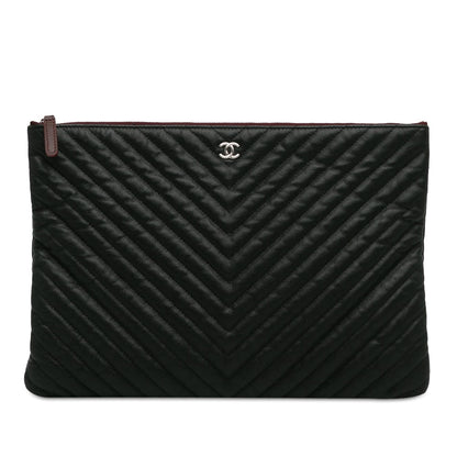 Top Quality Chanel Large Caviar Chevron Flat Cosmetic Case (SHG-F6hVIo)