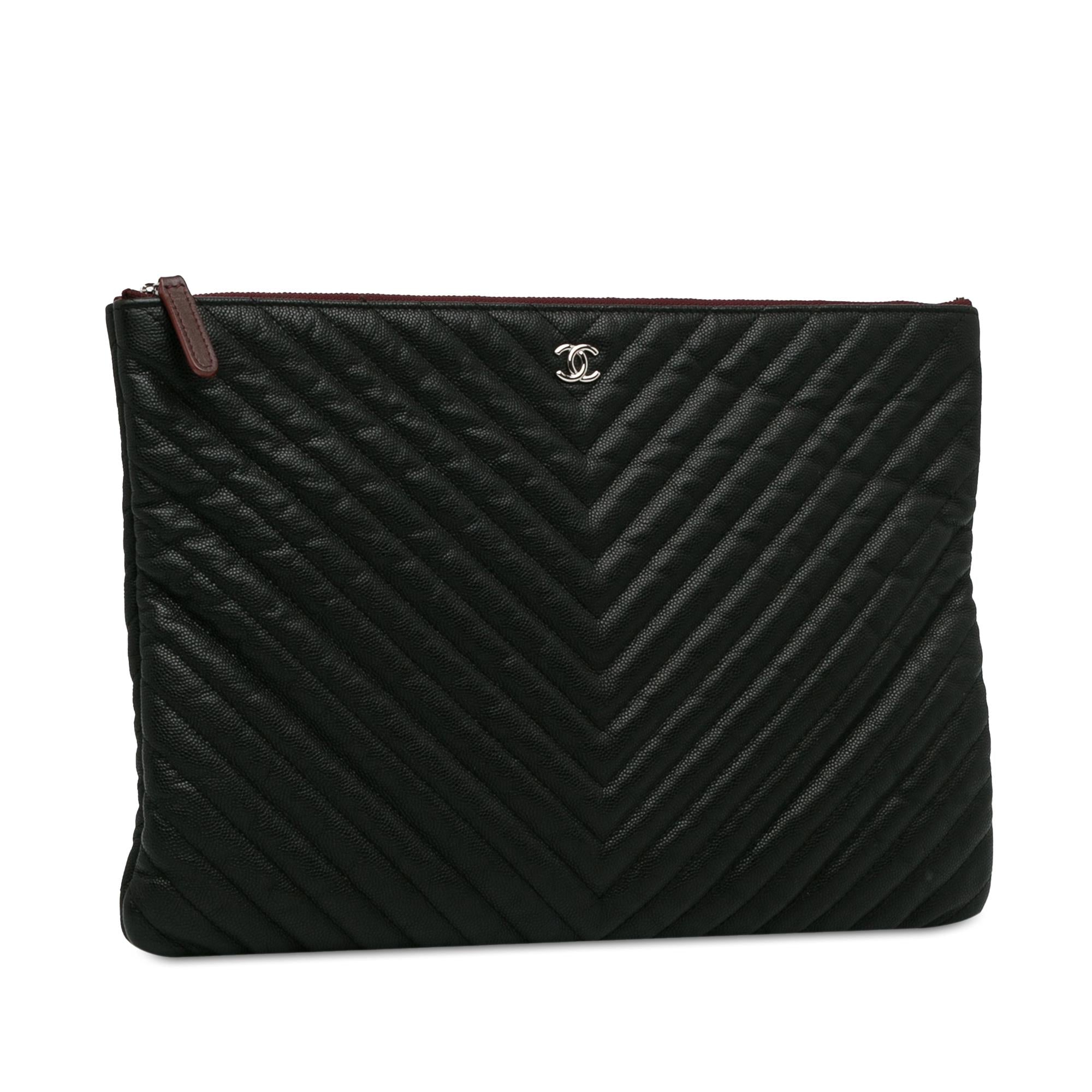 Top Quality Chanel Large Caviar Chevron Flat Cosmetic Case (SHG-F6hVIo)