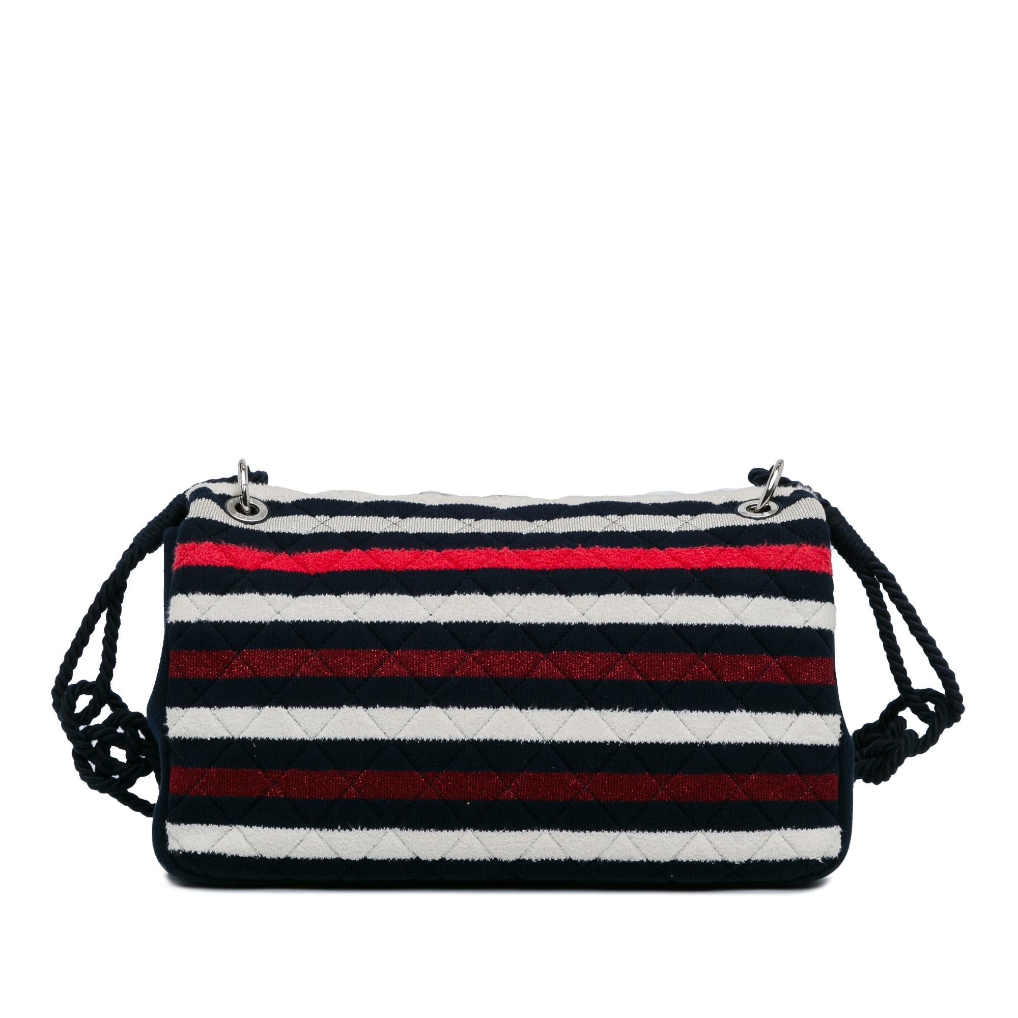 Top Quality Chanel Maxi Multicolor Stripe Jersey Rope Flap (SHG-wmMmcX)