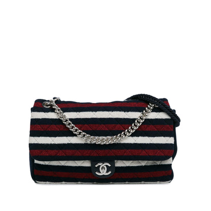 Top Quality Chanel Maxi Multicolor Stripe Jersey Rope Flap (SHG-wmMmcX)