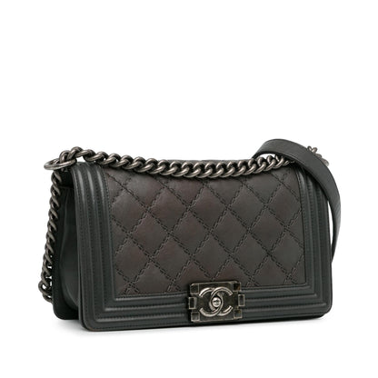 Top Quality Chanel Medium Calfskin Double Stitch Boy Flap (SHG-SofQRy)