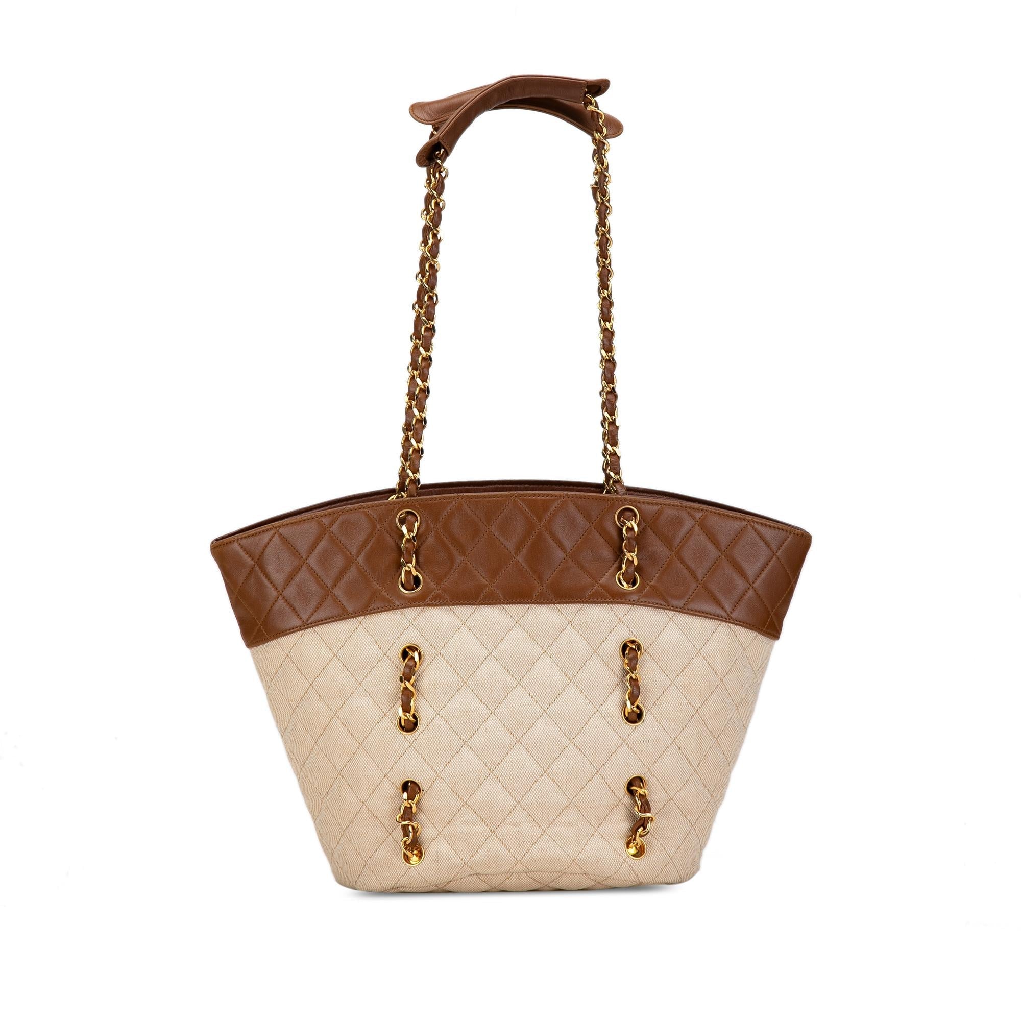 Top Quality Chanel Quilted Canvas and Lambskin Chain Tote (SHG-Tg66mu)