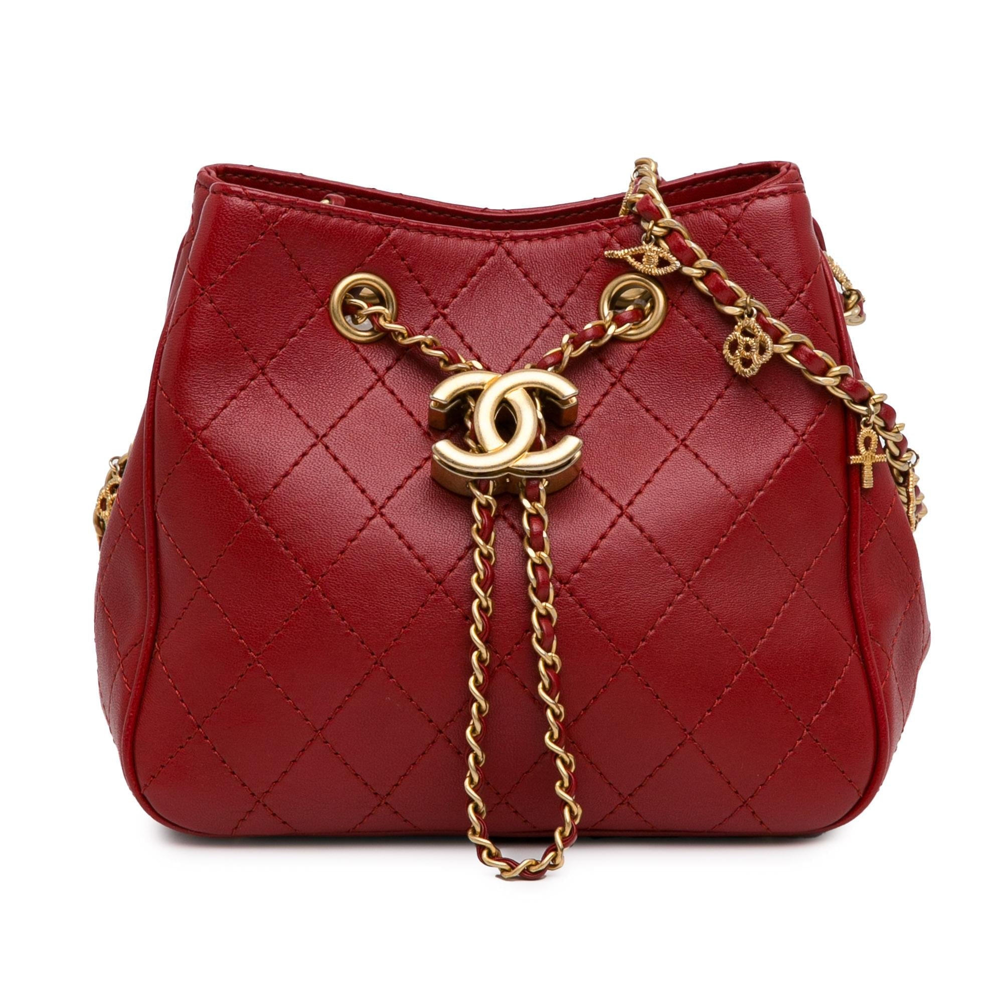Top Quality Chanel Small Stitched Calfskin Egyptian Amulet Drawstring Bucket Bag (SHG-hm9mZm)