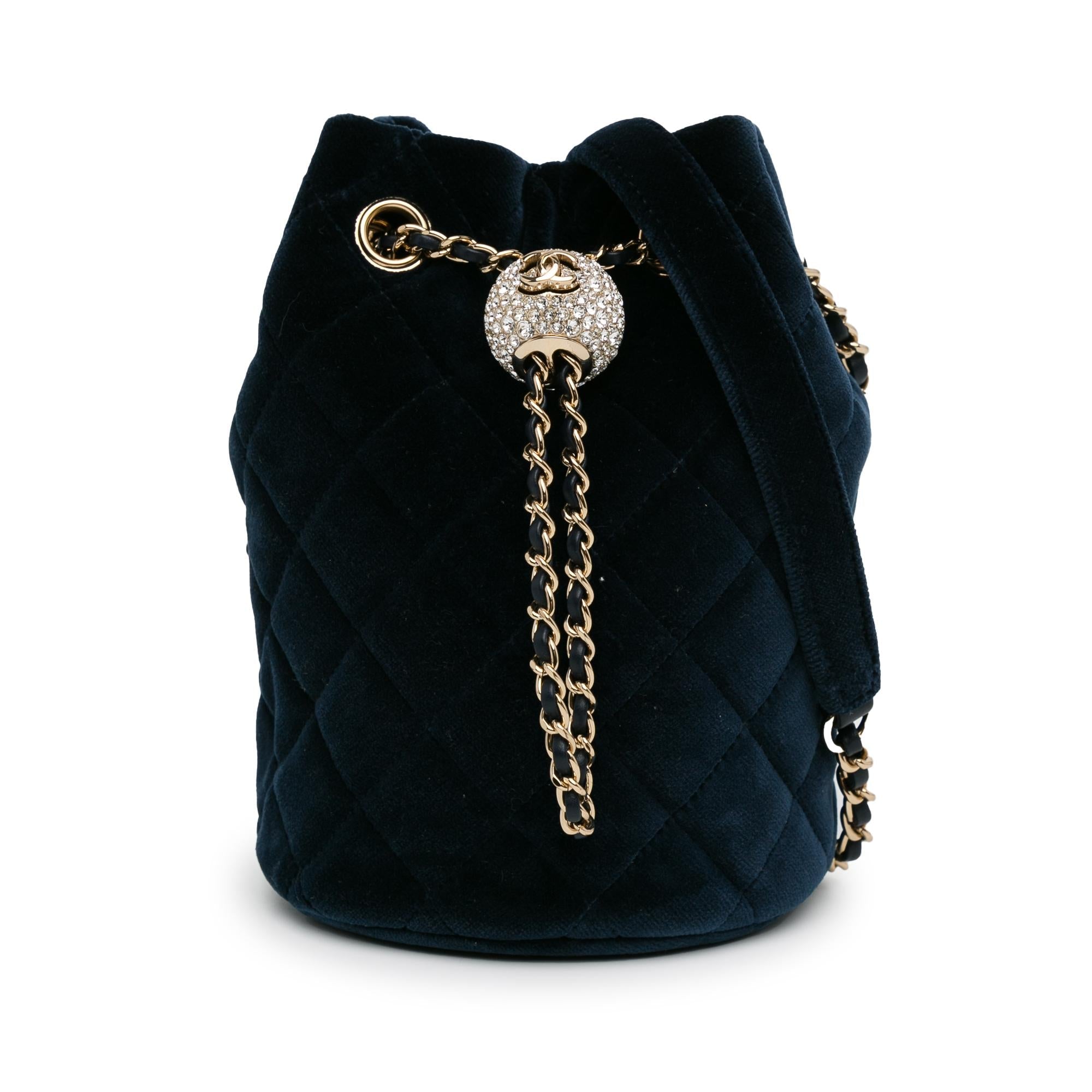 Top Quality Chanel Velvet Crystal Pearl Crush Bucket Bag (SHG-ZkZa1i)