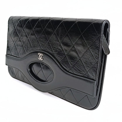 Top Quality Chanel Clutch handbag in matelasse black leather
