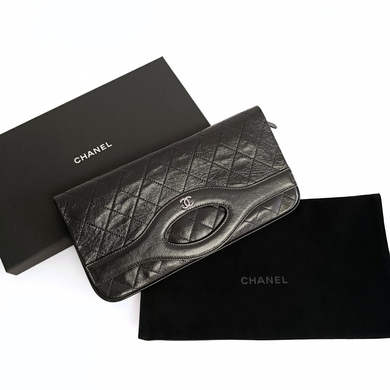 Top Quality Chanel Top Quality Chanel Top Quality Chanel Clutch handbag in matelasse black leather