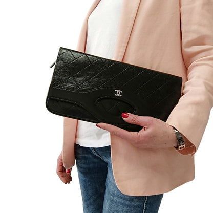 Top Quality Chanel Top Quality Chanel Top Quality Chanel Clutch handbag in matelasse black leather