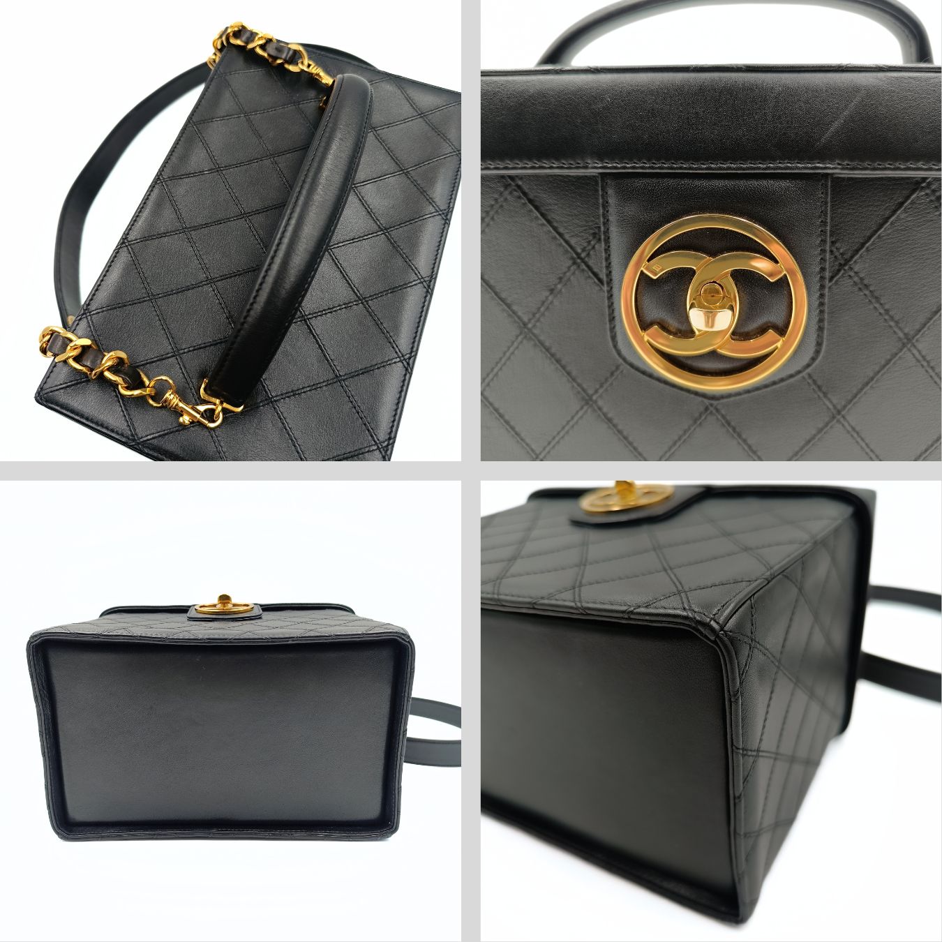 Top Quality Chanel Top Quality Chanel Top Quality Chanel quilted cosmetic bag in black leather and gold chain