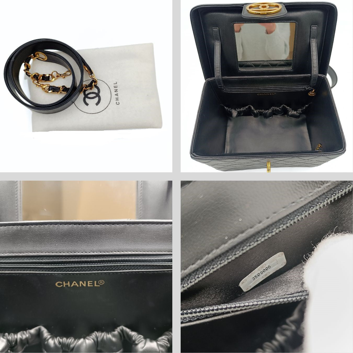 Top Quality Chanel Top Quality Chanel Top Quality Chanel quilted cosmetic bag in black leather and gold chain