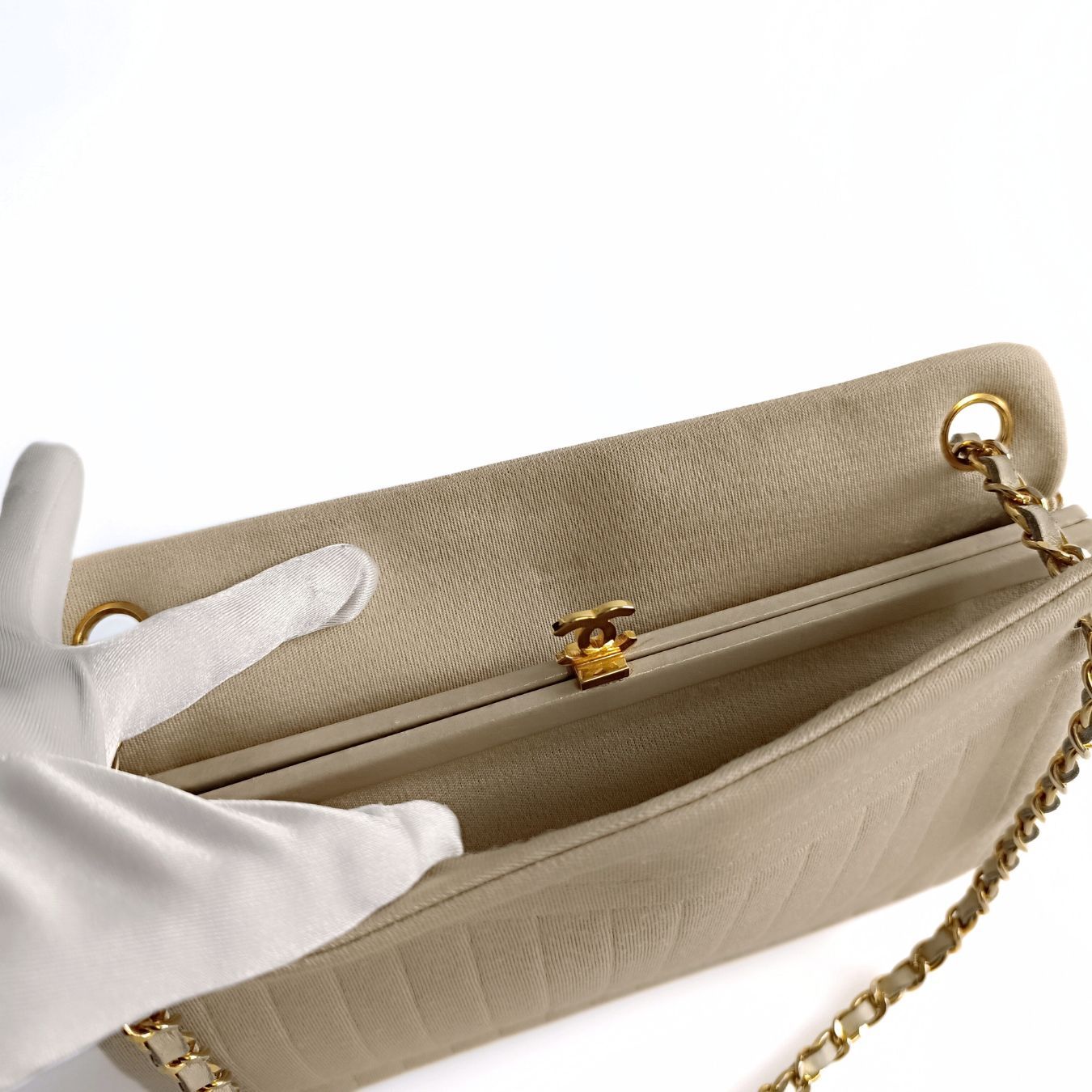 Top Quality Chanel Top Quality Chanel Top Quality Chanel vintage shoulder bag in beige cotton