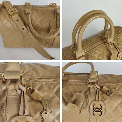 Top Quality Chanel Top Quality Chanel Top Quality Chanel quilted travel bag in beige patent leather