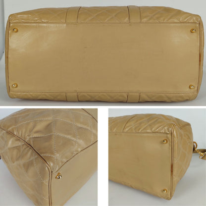 Top Quality Chanel Top Quality Chanel Top Quality Chanel quilted travel bag in beige patent leather