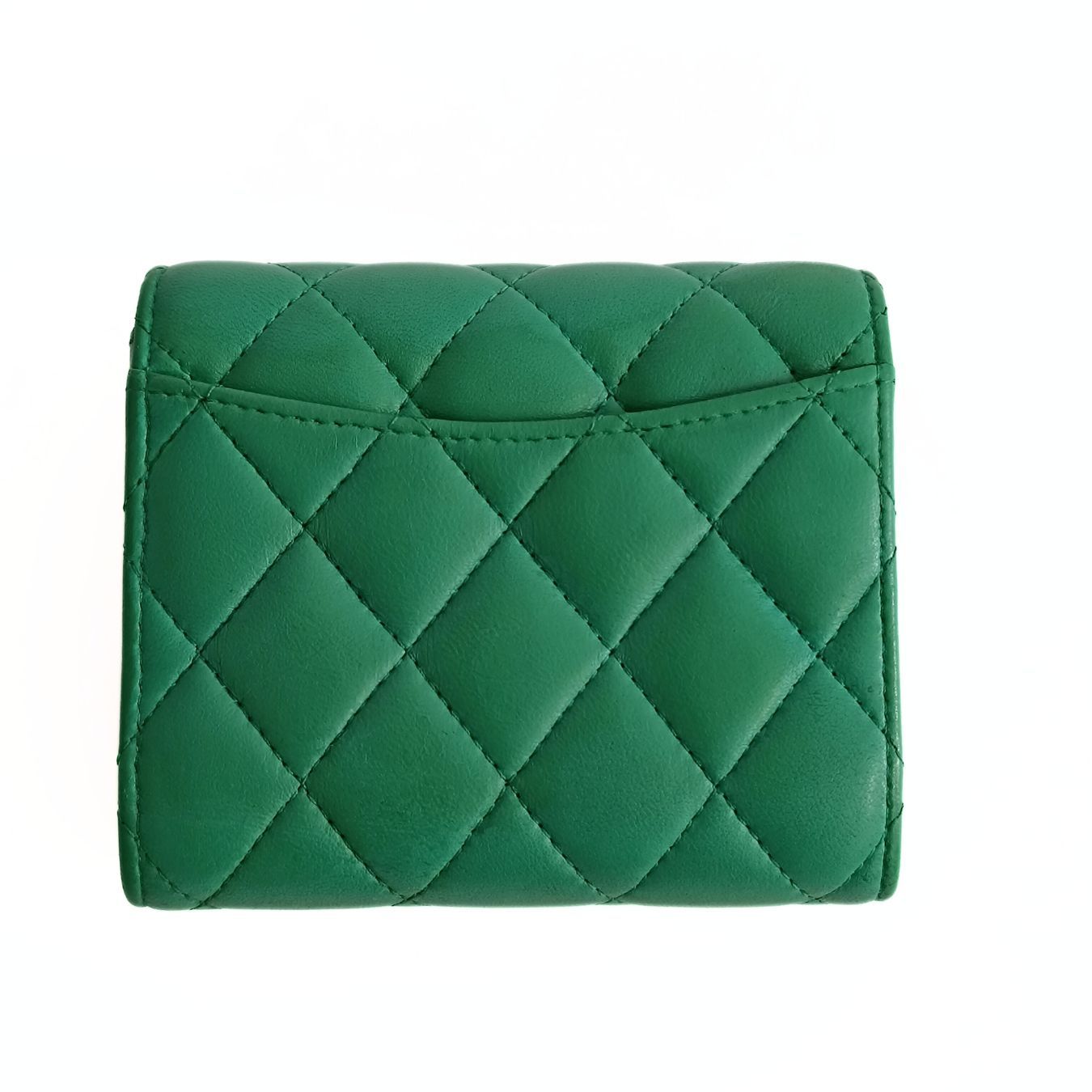 Top Quality Chanel Top Quality Chanel Top Quality Chanel compact trifold wallet in green leather
