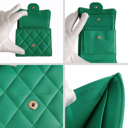 Top Quality Chanel Top Quality Chanel Top Quality Chanel compact trifold wallet in green leather