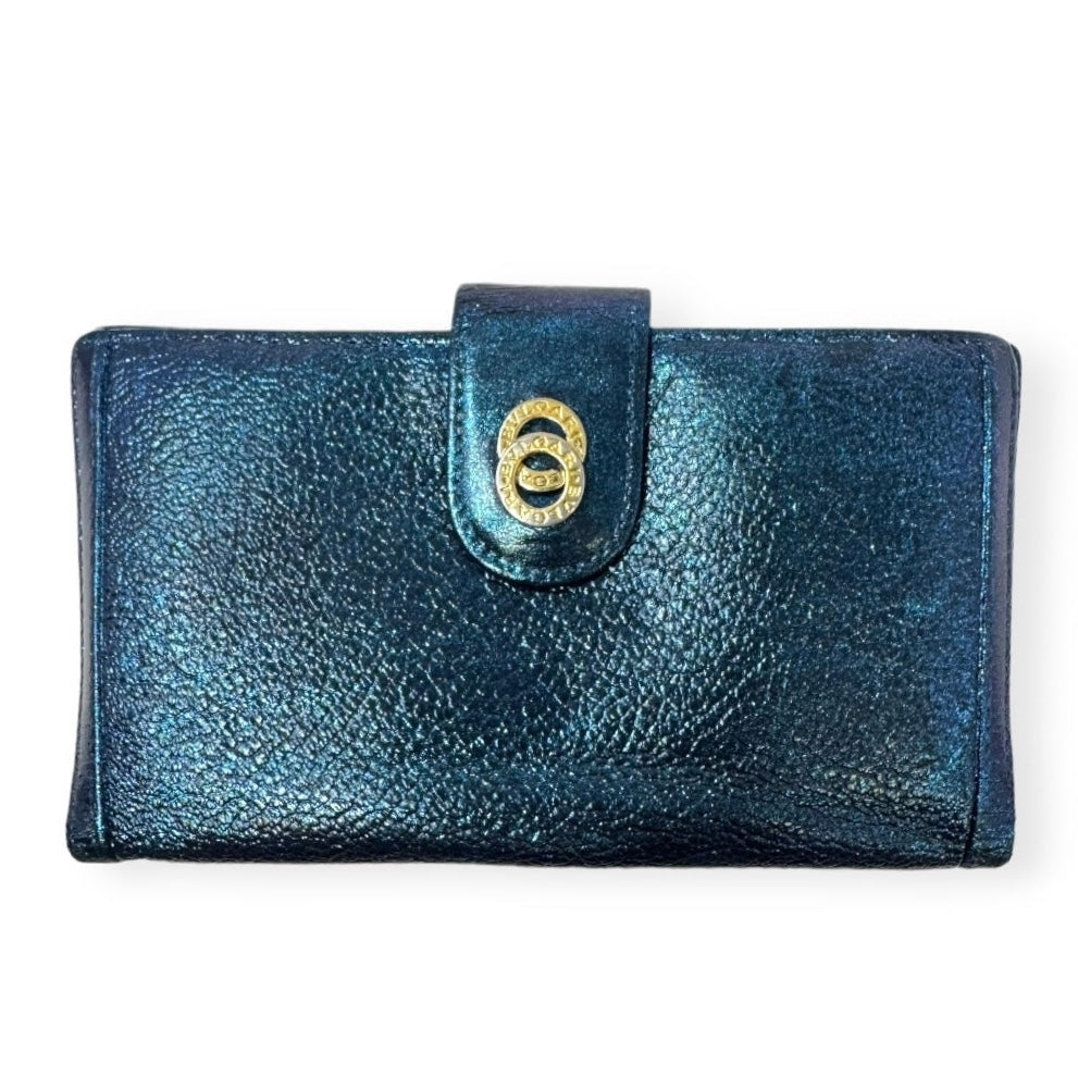 Bvlgari Bvlgari Upcycled Repurposed Bifold Wallet Designer Bvlgari In Glitter Painted Pebbled Leather. Size Small