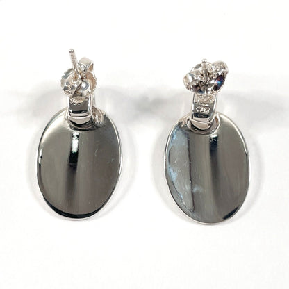 Top Quality Chanel Silver 925 Oval Logo Plate Earrings