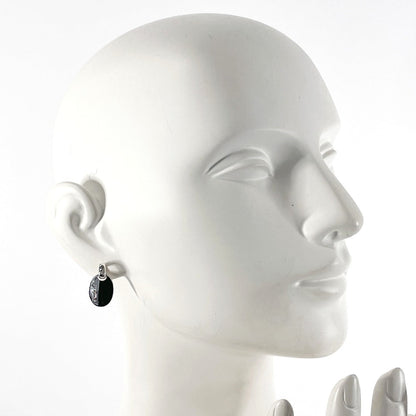 Top Quality Chanel Silver 925 Oval Logo Plate Earrings