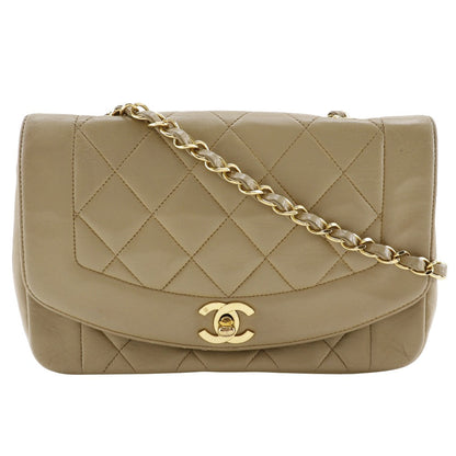 Top Quality Chanel Diana Lambskin Shoulder Bag Beige