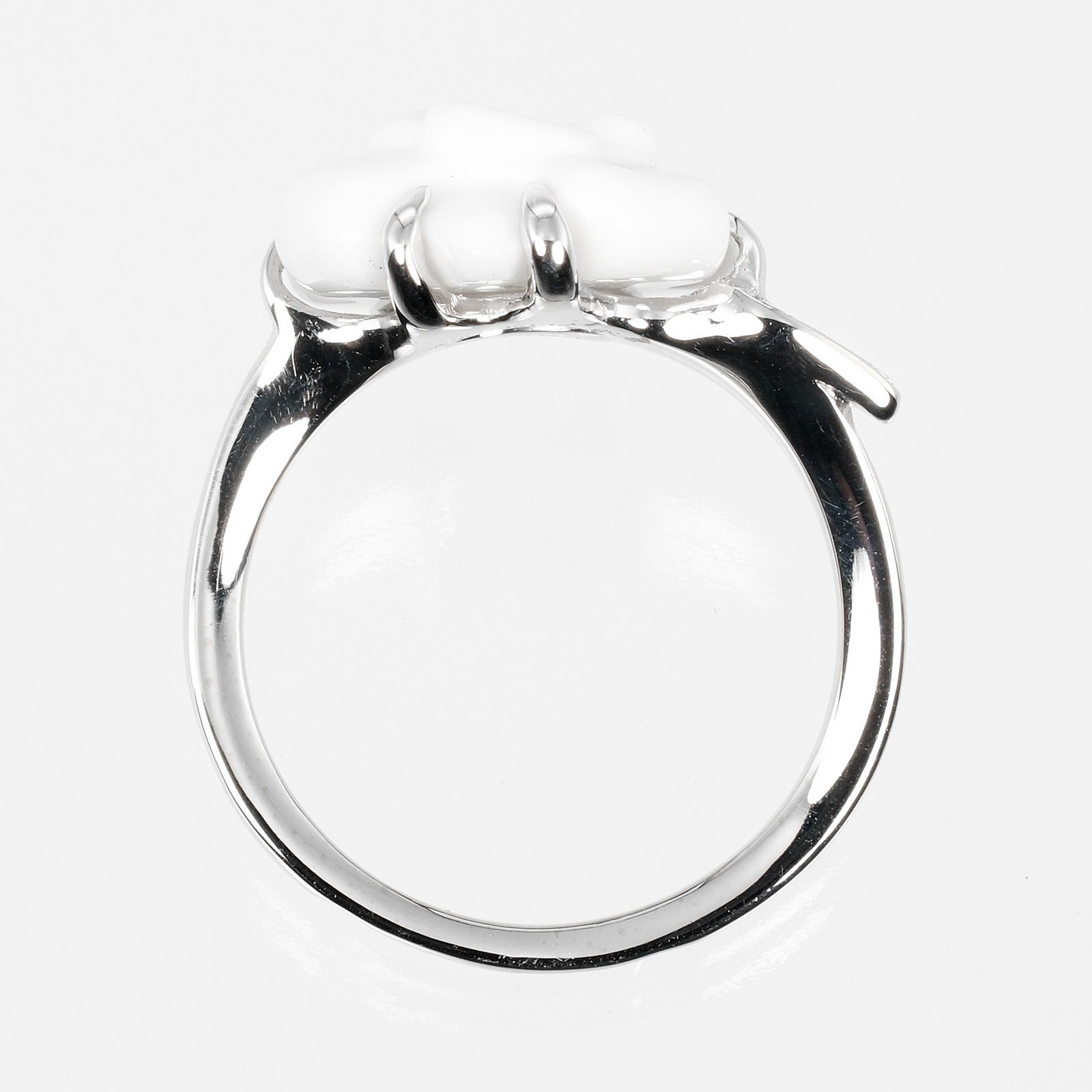 Top Quality Chanel Camellia Ring K18WG Ceramic Diamond