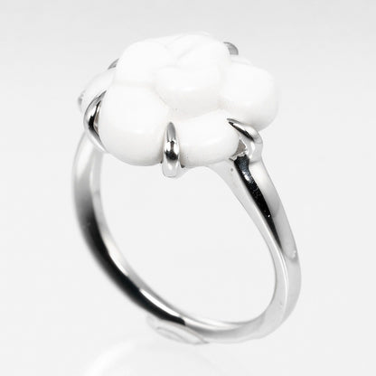 Top Quality Chanel Camellia Ring K18WG Ceramic Diamond