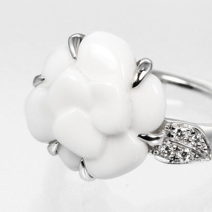 Top Quality Chanel Camellia Ring K18WG Ceramic Diamond