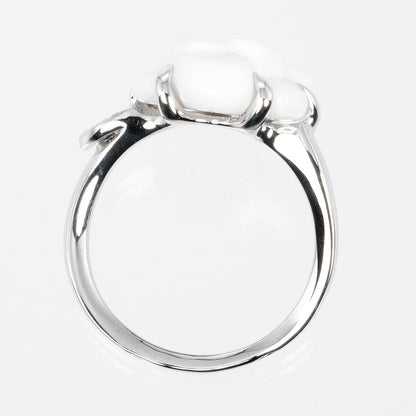 Top Quality Chanel Camellia Ring K18WG Ceramic Diamond