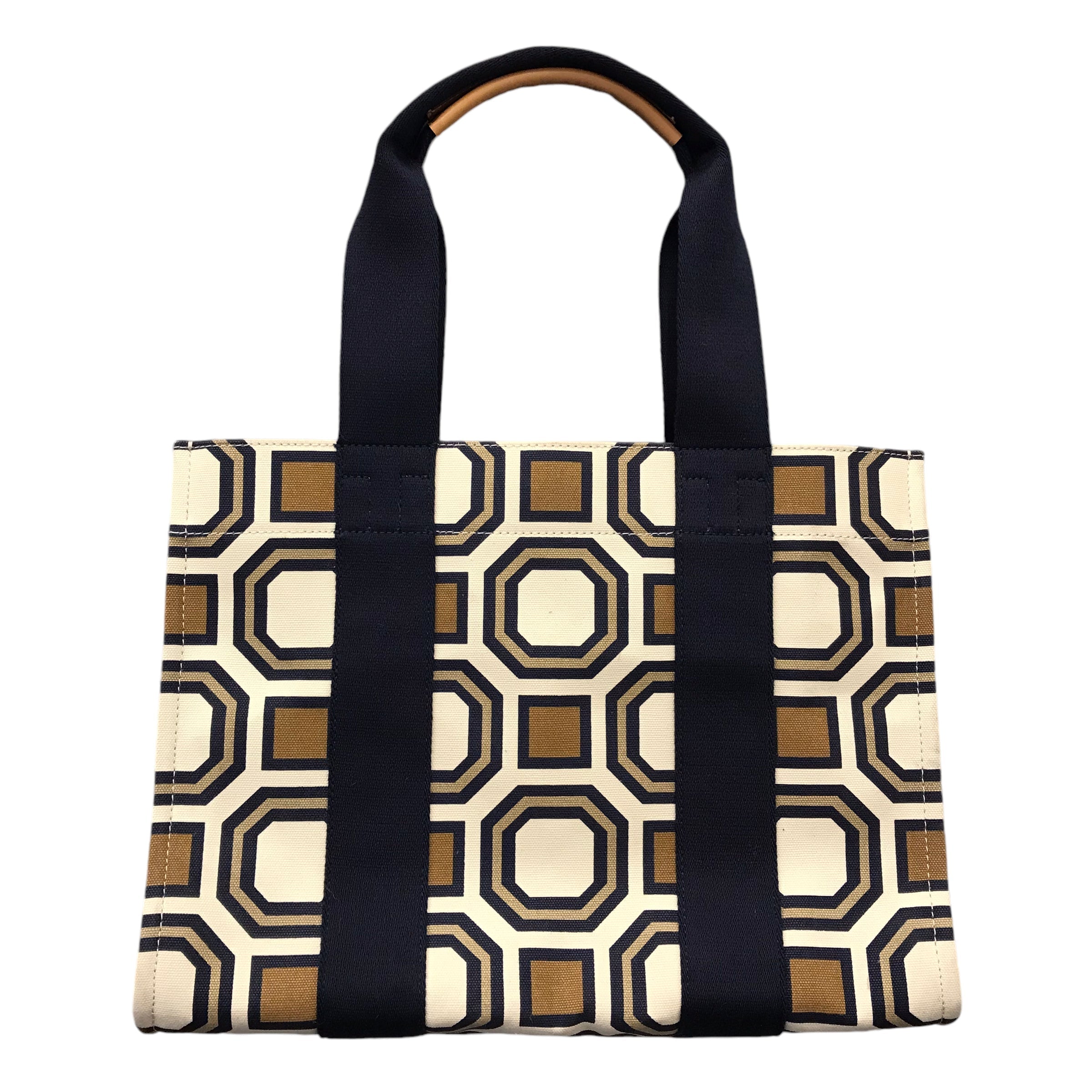 Tote Designer By Tory Burch In Blue & Cream. Size:Large