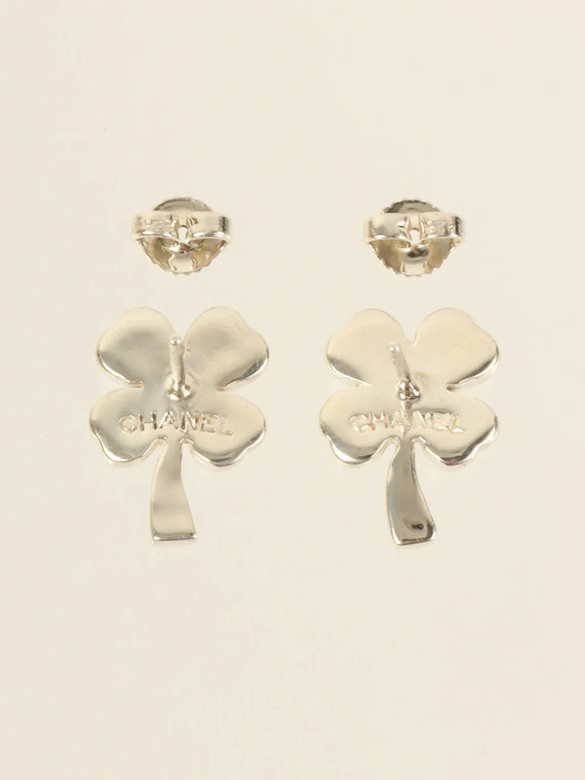 Top Quality Chanel Clover Pierced Earrings Silver
