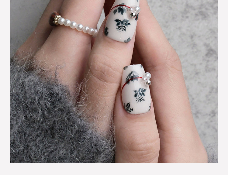 Hand-Painted Blue and White Porcelain Nails