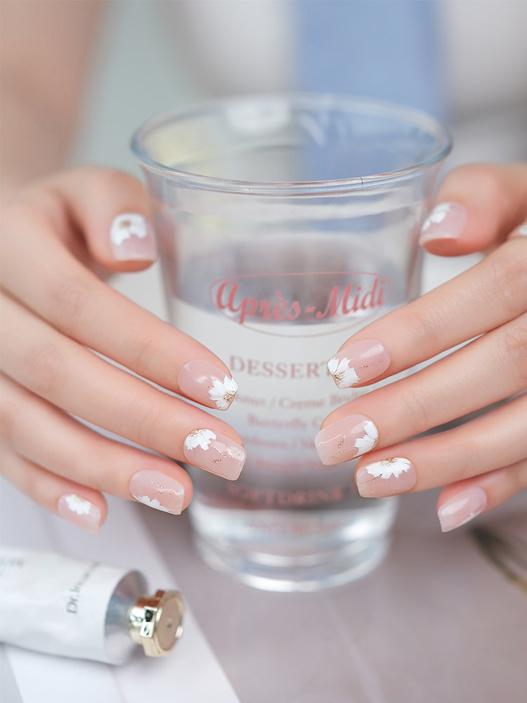 Floral Field Hand-Painted Cherry Blossom Press-On Nails