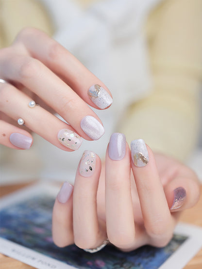 Taro Ice Cream French Purple Press-On Nails