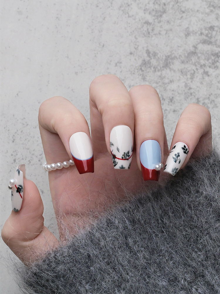 Hand-Painted Blue and White Porcelain Nails