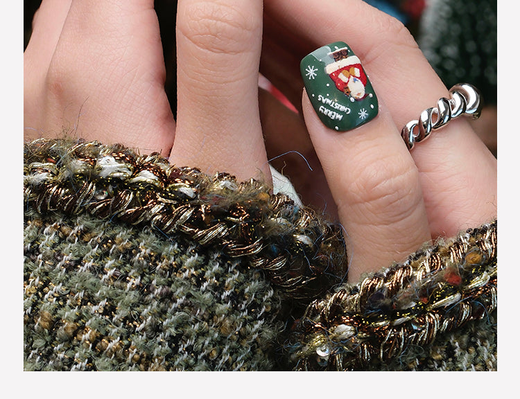 3D Hand-Painted Christmas Tree Nails