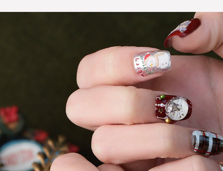 3D Gilded Snowman Nails