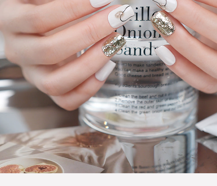 French Art-Inspired Sparkle Press-On Nails