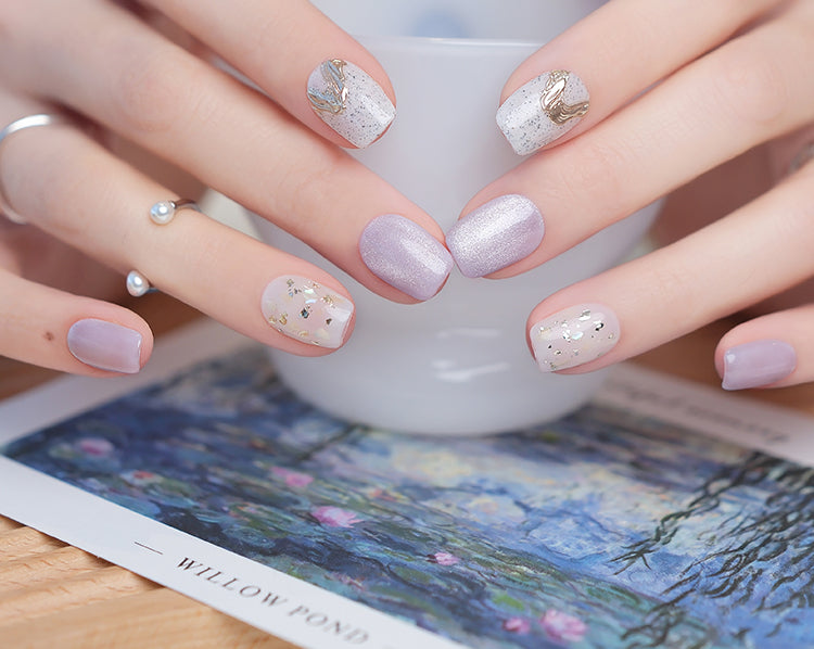 Taro Ice Cream French Purple Press-On Nails