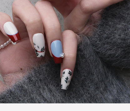 Hand-Painted Blue and White Porcelain Nails