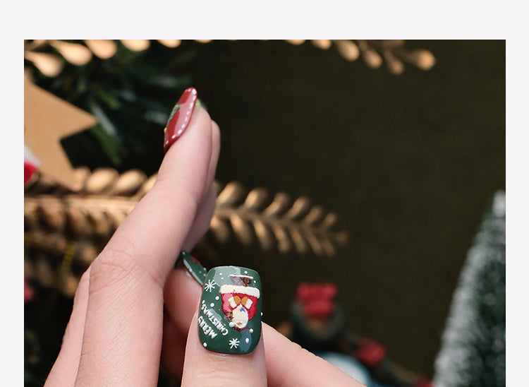 3D Hand-Painted Christmas Tree Nails