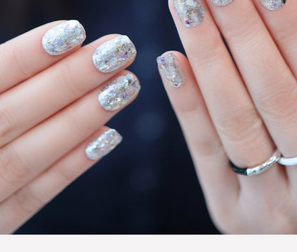 Kaleidoscope Silver Glitter Elegant Press-On Nails