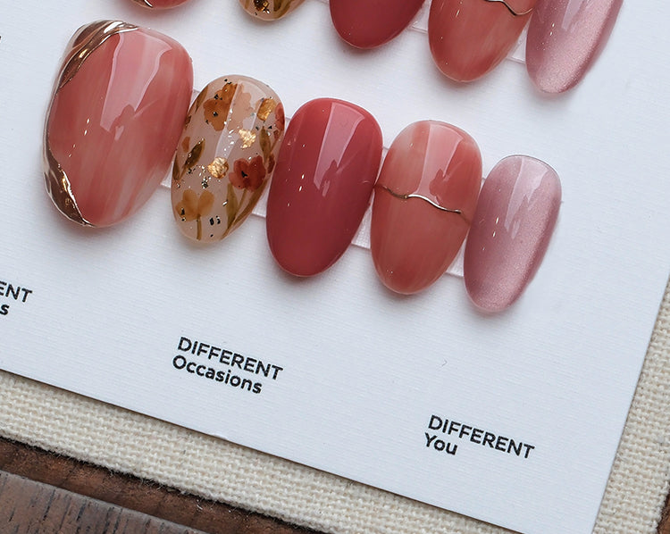 Handcrafted Custom Press-On Nails for a Soft Autumn Look