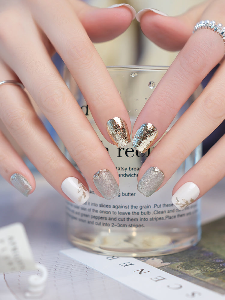 Spring Branch Hand-Painted Press-On Nails