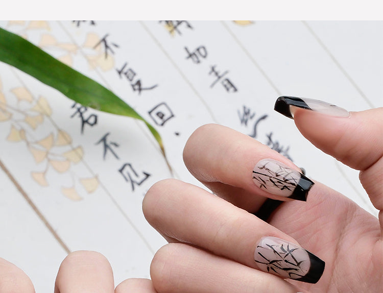 Ink Bamboo Ombre Nails