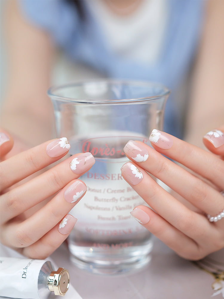 Floral Field Hand-Painted Cherry Blossom Press-On Nails